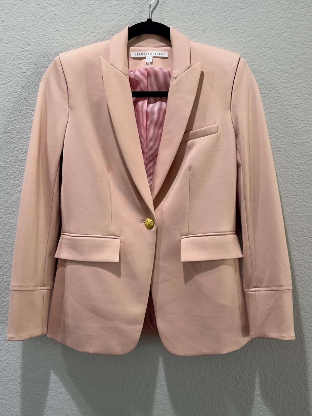 Veronica Beard Blazer in Blush Pink with Gold Button